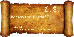 Bartovicz Rezső névjegykártya